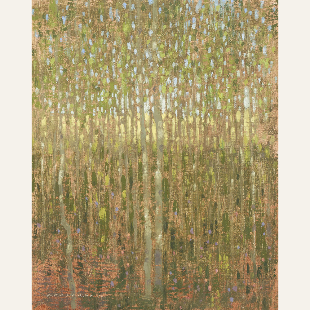 Morning Light Inside the Aspen Grove, 10x8 inches, Oil on Linen Panel