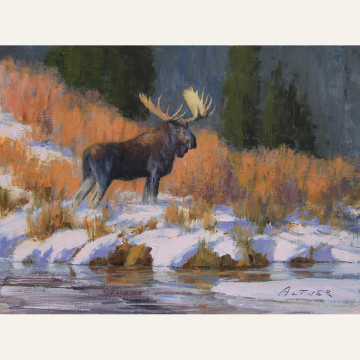 Bill Alther Creekside Encounter 9x12 $1400 copy