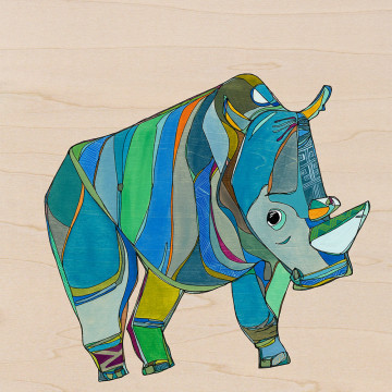 KH18-02 Katherine Homes Sudans Last Male Northern White Rhino 10x10 watercolor on birch panel $1200 WEB