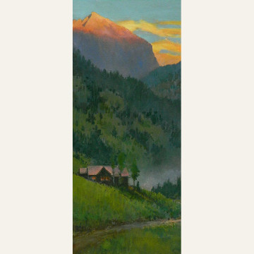 LL18-01 Butte Sunset watercolor 16x7 1400 WEB