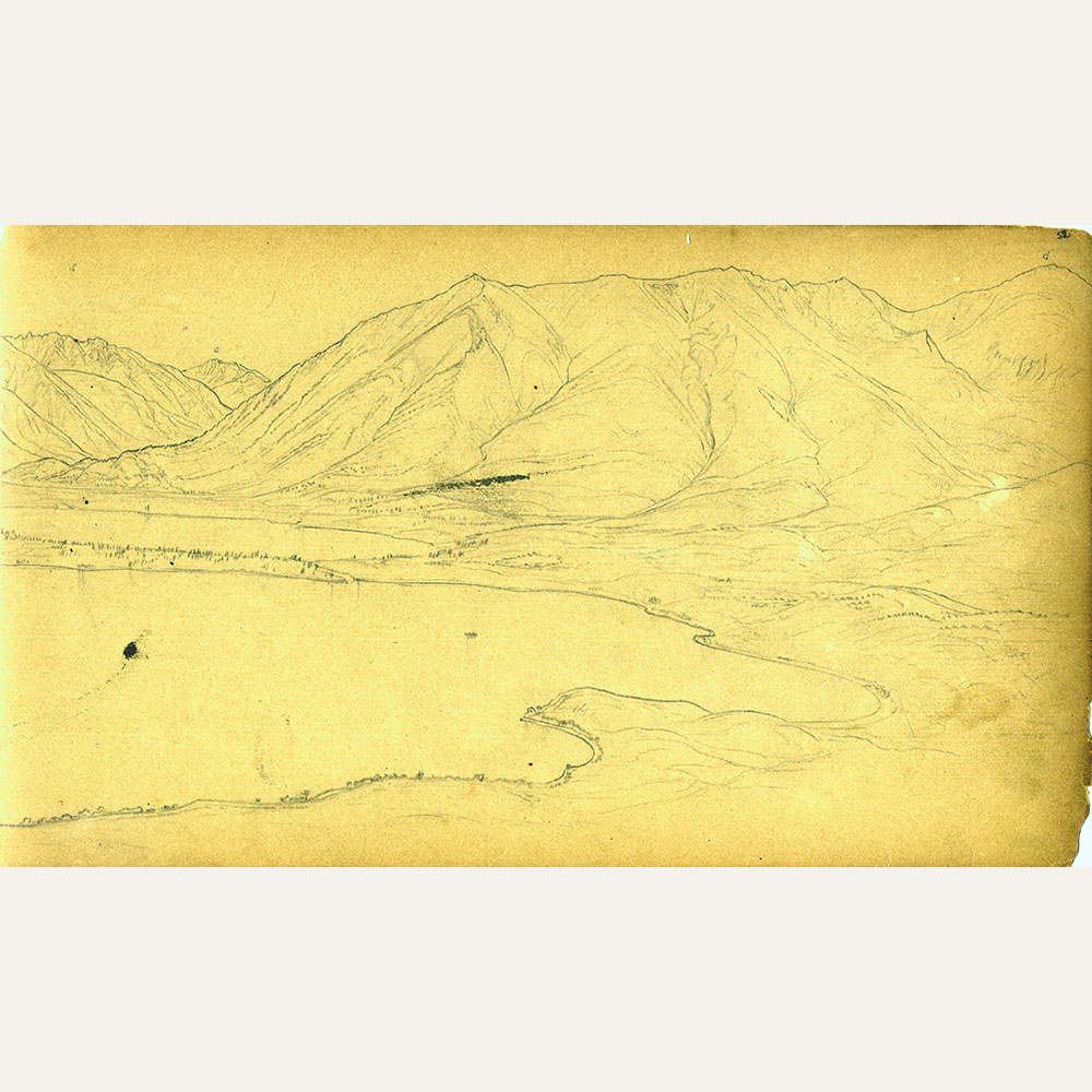 001-b William Henry Holmes, Sketch, Panoramic View of upper and lower Twin Lakes