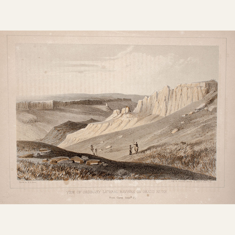 004-a RH KERN VIew of Ordinary Lateral Ravines Lithograph 1853 USPRR