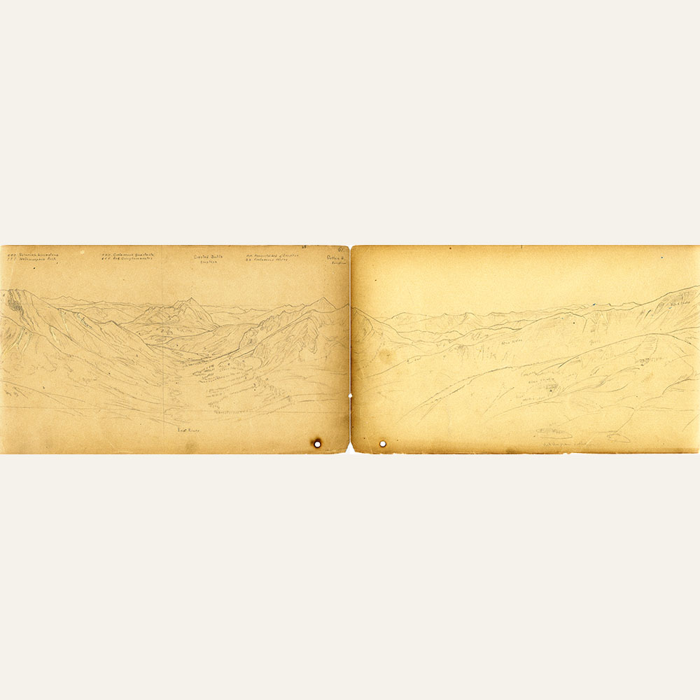 023-a East River Valley, William Henry Holmes, Sketch book, USGS 74480047 east river pano from scofield