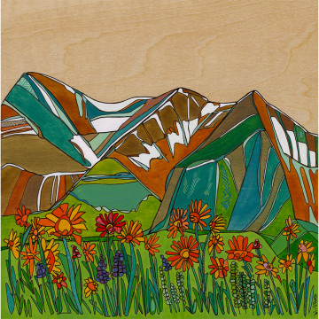 KH19-02 Crested Butte Daisies 6x6 watercolor and ink on birch 550 F WEB