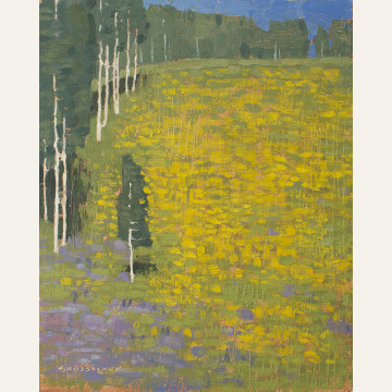 DG19-14 Hillside with Flowers Near Brush Creek, Study 10x8 oil 1450 F WEB