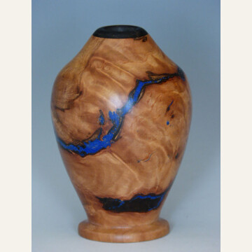 BF20-11 Small vase Burl lapis and ebony 4-20-20 3.5x2.5 woodturning 350 WEB