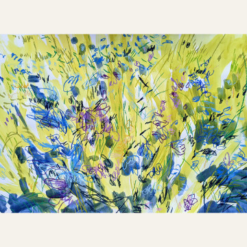 IW21-02 Sun Celebration Through Grass and Penstemon 22x30 acrylic and pastel on paper 2350 F WEB SOLD