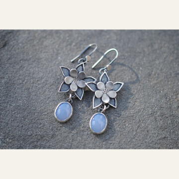GMJ21-09 Blue Columbine Earrings sterling silver and CO agate 500 WEB