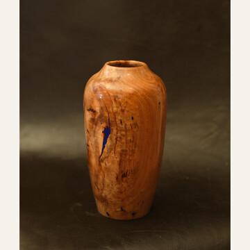 BF22-02 Vase, Black Jack Oak and Lapis 8x4.25 woodturning