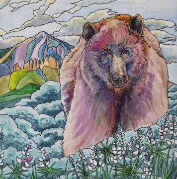 TS22-01 Bear and the Butte 6x6 ink:watercolor 400 WEB