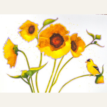 SN23-06 Sunflowers and Goldfinch 15x20 wc 3200 F WEB