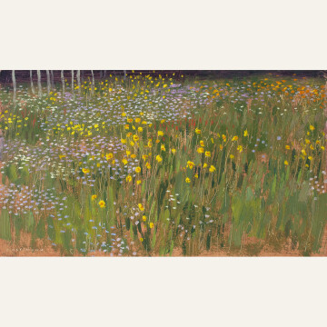 Meadow in Bloom, 7x12 inches, oil on linen panel