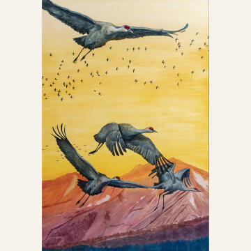 TS23-10 Migration Medley 36x24 watercolor, ink, gouach 4000 F
