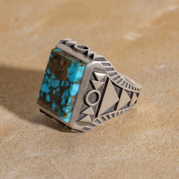 JMK23-15 Warrior Ring Lone Mountain Turquoise, small 1,400