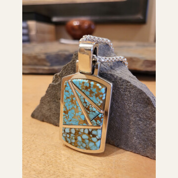 JMK23- #8 Turquoise Pendant with Box Chain WEB
