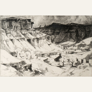 GK23-05 Gunnison River Cliffs 12x18 etching 4500 F WEB